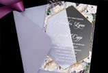 White Floral with Lavender Clear Acylic Invitation